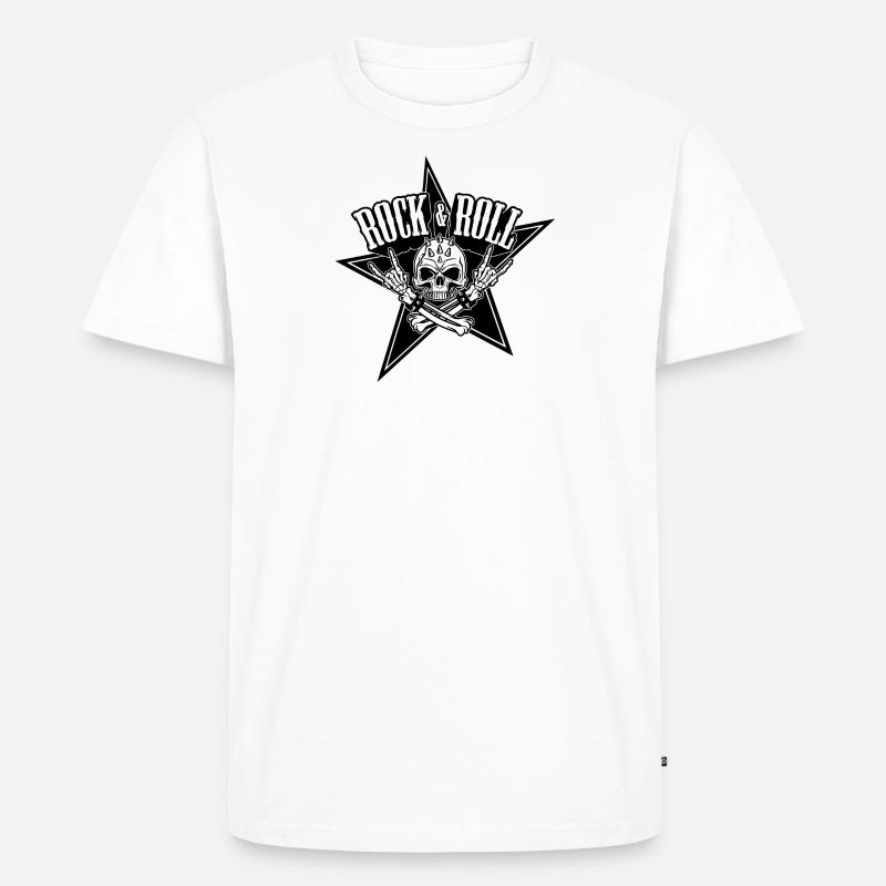 Rock'n'Roll-Schädel - Schädel - Männer Premium Bio T-Shirt - Weiß