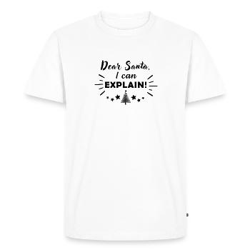 Dear Santa, I Can Explain, Funny Christmas Joke - Men's Premium Organic T-Shirt - white - Front - Nico (187cm)