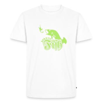 born to fish / Zum Angeln geboren (D, 1c) - Men's Premium Organic T-Shirt - white - Front - Nico (187cm)