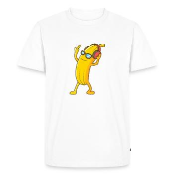 Banane disco avec écouteurs cool - T-shirt Premium bio Homme - blanc - Devant - Nico (187cm)
