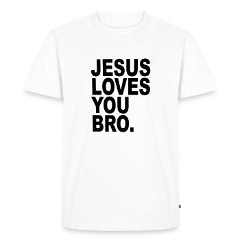 Jésus t'aime Bro cadeau religieux drôle - T-shirt Premium bio Homme - blanc - Devant - Nico (187cm)