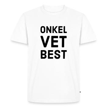 Oncle sait le mieux - T-shirt Premium bio Homme - blanc - Devant - Nico (187cm)