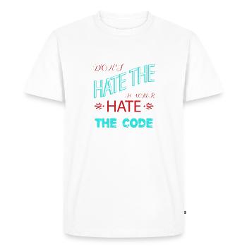 happy funny quote analyst funny joke humor coding - Men's Premium Organic T-Shirt - white - Front - Nico (187cm)