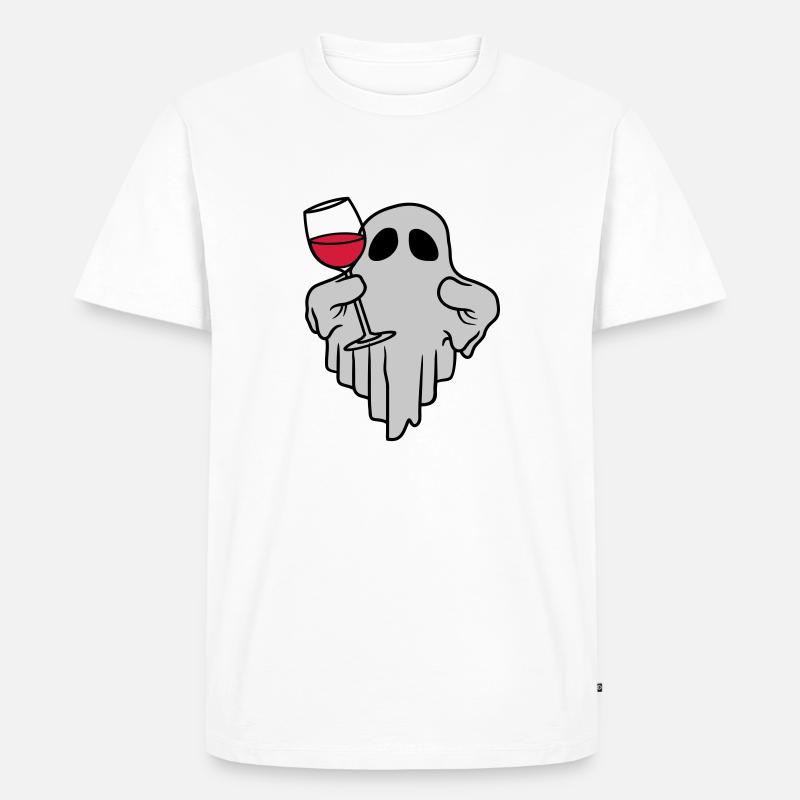 Wein trinkender Geist Comic - Männer Premium Bio T-Shirt - Weiß