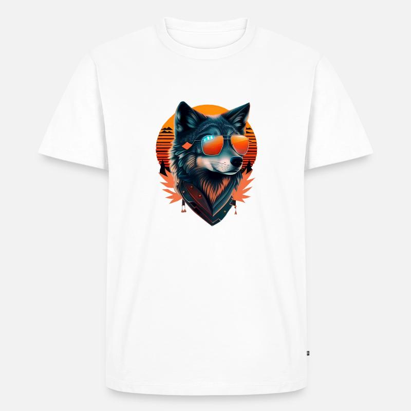 Wolf - Männer Premium Bio T-Shirt - Weiß