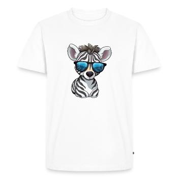 A baby zebra wearing stylish sunglasses. - Men's Premium Organic T-Shirt - white - Front - Nico (187cm)