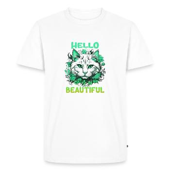 Cat Beautiful Stylish Women Colorful Art Art - Men's Premium Organic T-Shirt - white - Front - Nico (187cm)