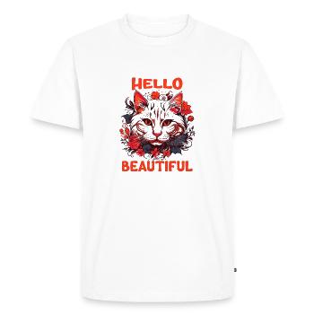 Cat Beautiful Stylish Women Colorful Art Art - Men's Premium Organic T-Shirt - white - Front - Nico (187cm)