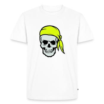 Crâne Pirate Ahoy - T-shirt Premium bio Homme - blanc - Devant - Nico (187cm)
