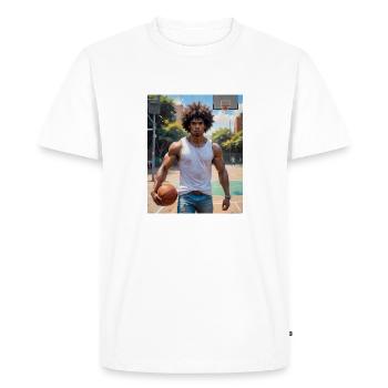 Beaux hommes avec un joueur de basket-ball au corps musclé - T-shirt Premium bio Homme - blanc - Devant - Nico (187cm)
