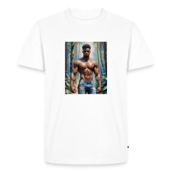 Handsome Men with muscular body – in the nature - Men's Premium Organic T-Shirt - white - Front - Nico (187cm)