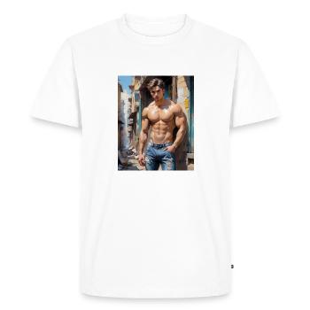 Handsome Men with muscular body – young guy - Men's Premium Organic T-Shirt - white - Front - Nico (187cm)