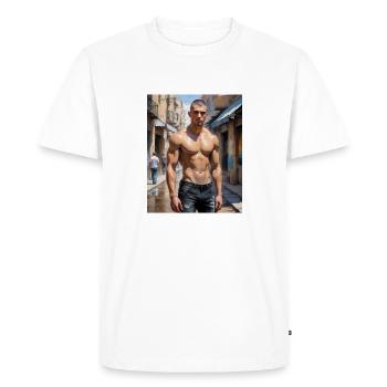 Handsome Men with muscular body – young guy - Men's Premium Organic T-Shirt - white - Front - Nico (187cm)