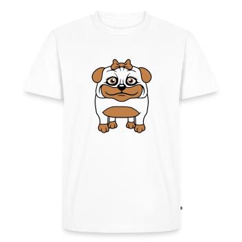 Dog Pug Girl Pretty Bow Woman Female - Men's Premium Organic T-Shirt - white - Front - Nico (187cm)