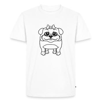 Dog Pug Girl Pretty Bow Woman Female - Men's Premium Organic T-Shirt - white - Front - Nico (187cm)