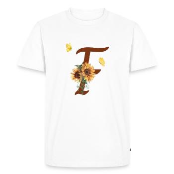 Lettre f tournesol papillon - T-shirt Premium bio Homme - blanc - Devant - Nico (187cm)