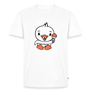 Canard Bébé Enfant Hochet Couche Mignon Sucette - T-shirt Premium bio Homme - blanc - Devant - Nico (187cm)