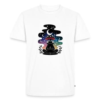 Meditating frog under the moon & stars - Men's Premium Organic T-Shirt - white - Front - Nico (187cm)