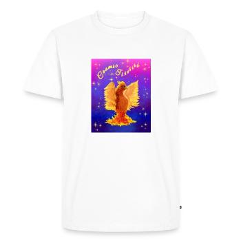 Un cyber-oiseau cosmique orange - T-shirt Premium bio Homme - blanc - Devant - Nico (187cm)