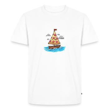 Ahoy Sea Sailboat Boat with Salami Pizza Sail - Men's Premium Organic T-Shirt - white - Front - Nico (187cm)