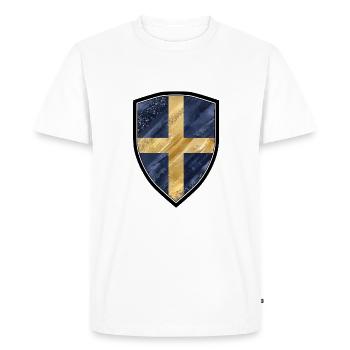 SWEDEN FLAG FLAG COAT OF ARMS - Men's Premium Organic T-Shirt - white - Front - Nico (187cm)