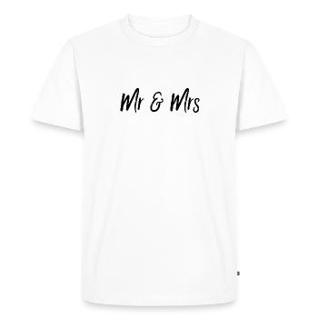 Idée cadeau Mr et Mme pour mariage - T-shirt Premium bio Homme - blanc - Devant - Nico (187cm)