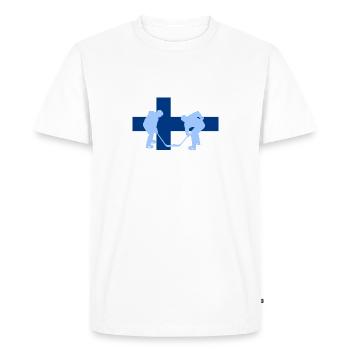 La Finlande, mon pays, mon drapeau ! - T-shirt Premium bio Homme - blanc - Devant - Nico (187cm)