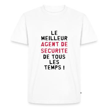 Agent de Sécurité / Surveillance / Vigile / Chien - T-shirt Premium bio Homme - blanc - Devant - Nico (187cm)