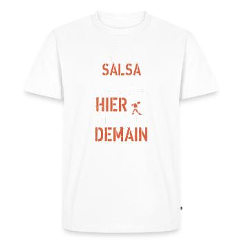 En vrai moi la salsa hier aujourd hui demain - T-shirt Premium bio Homme - blanc - Devant - Nico (187cm)