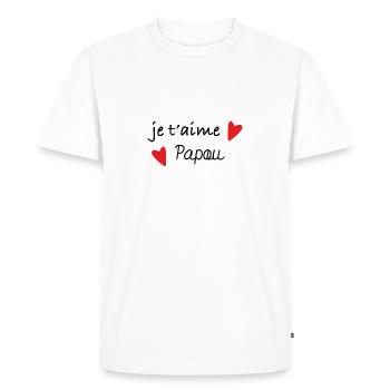 Je t'aime papou - T-shirt Premium bio Homme - blanc - Devant - Nico (187cm)