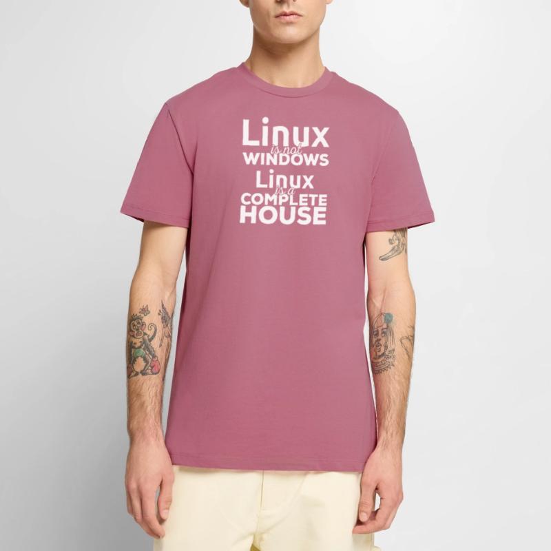 Linux est pas Windows! Linux est une maison complète! T-shirt Premium bio Homme