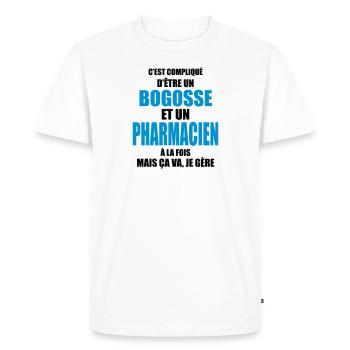 compliqué d'être un bogosse et un pharmacien - T-shirt Premium bio Homme - blanc - Devant - Nico (187cm)