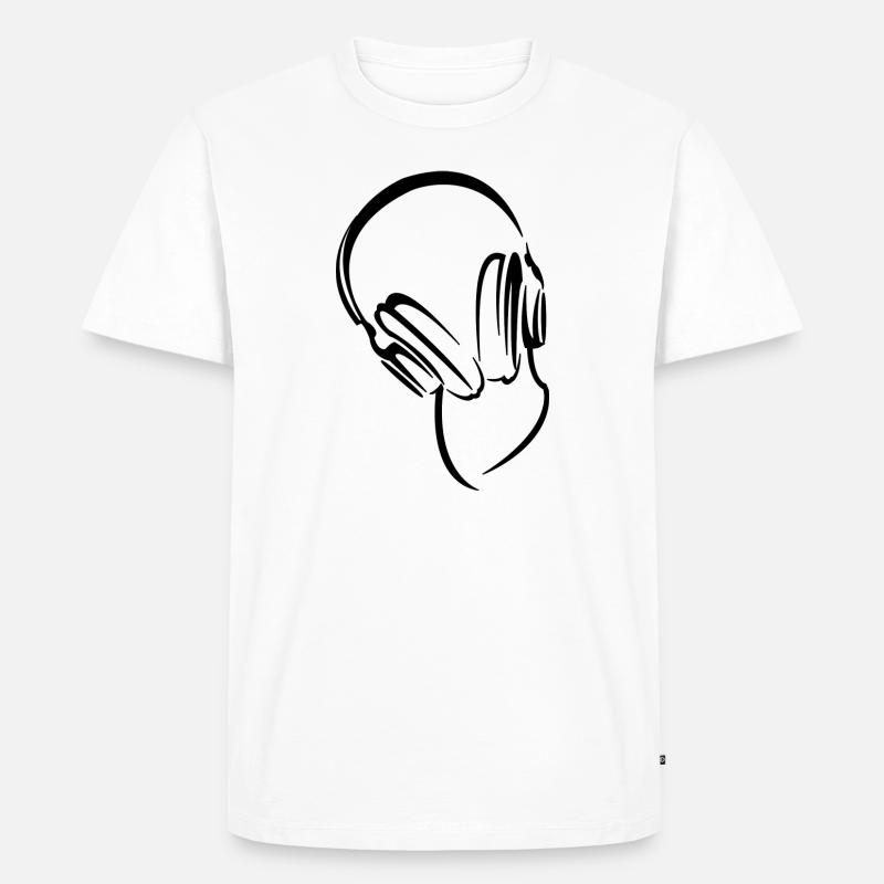 Kopfhörer - Männer Premium Bio T-Shirt - Weiß