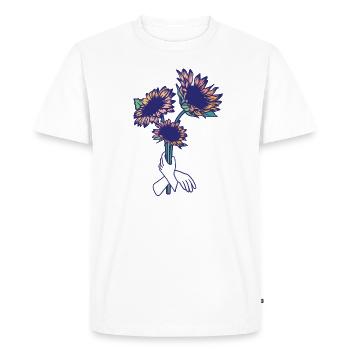 T-Shirt Print Sunflower T-Shirt blue orange - Men's Premium Organic T-Shirt - white - Front - Nico (187cm)