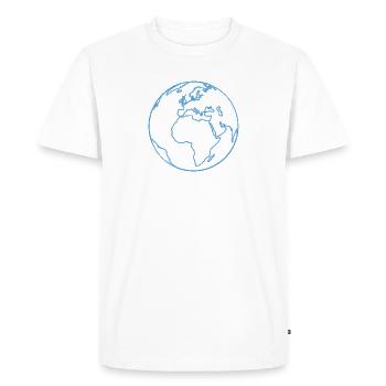 earth neon blue - Men's Premium Organic T-Shirt - white - Front - Nico (187cm)