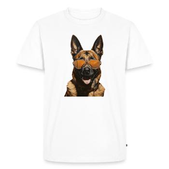 Malinois Cool - Chien Malinois - T-shirt Premium bio Homme - blanc - Devant - Nico (187cm)