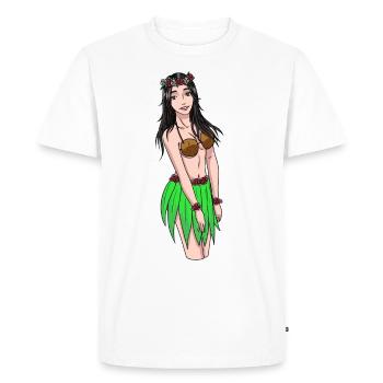 Hawaïenne fille Fantasy Sexy Girl Saint Valentin - T-shirt Premium bio Homme - blanc - Devant - Nico (187cm)