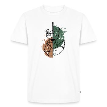 Renard origami vs dessin - T-shirt Premium bio Homme - blanc - Devant - Nico (187cm)