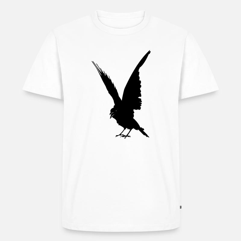 Schwarze Vogelkrähe oder Rabenschattenfigur - Männer Premium Bio T-Shirt - Weiß