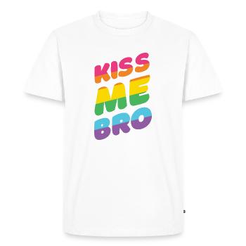 Mois de la fierté LGBTQ - Kiss Me Bro - T-shirt Premium bio Homme - blanc - Devant - Nico (187cm)