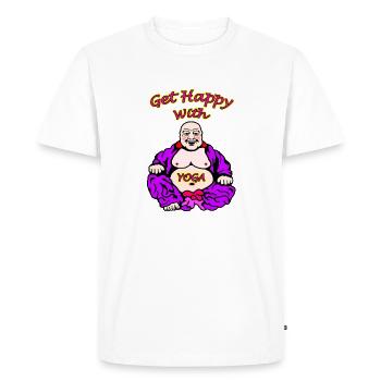 Illustration de Bouddha Yoga joyeux - T-shirt Premium bio Homme - blanc - Devant - Nico (187cm)