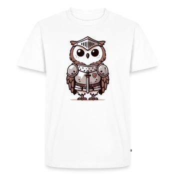 Hibou chevaleresque : le brave oiseau d’honneur - T-shirt Premium bio Homme - blanc - Devant - Nico (187cm)