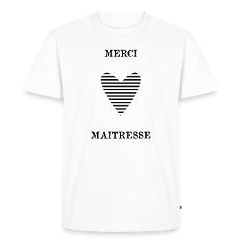 MERCI. MAÎTRESSE. MAÎTRE. MERCI MAÎTRESSE. MERCI. - T-shirt Premium bio Homme - blanc - Devant - Nico (187cm)