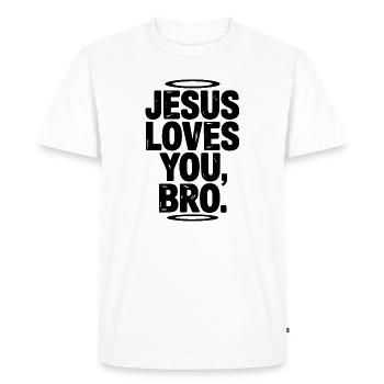Jésus t’aime mon frère - T-shirt Premium bio Homme - blanc - Devant - Nico (187cm)
