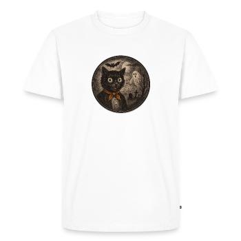 Chats effrayants avec lune fantôme - T-shirt Premium bio Homme - blanc - Devant - Nico (187cm)