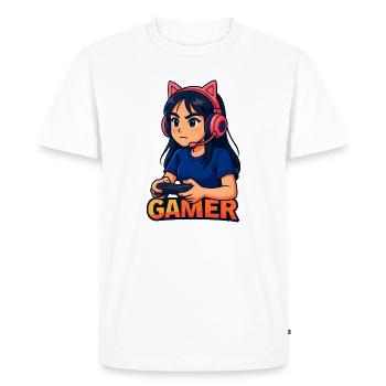 Gamer chat oreille avatar, Love Gaming - T-shirt Premium bio Homme - blanc - Devant - Nico (187cm)