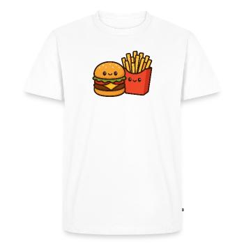 Kawaii Burger & Fries Duo - T-shirt Premium bio Homme - blanc - Devant - Nico (187cm)