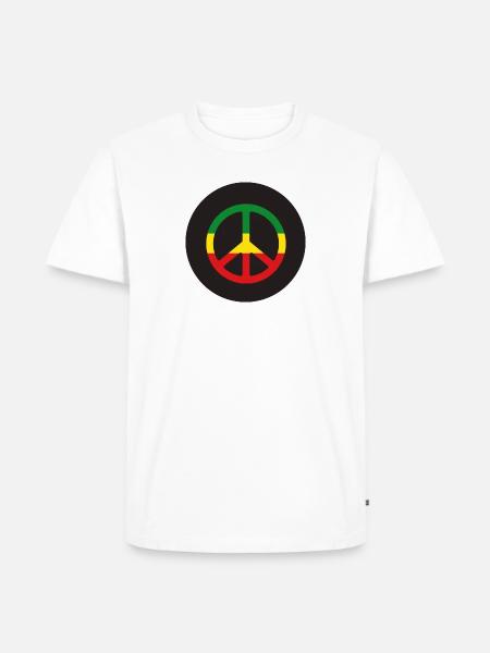 Reggae peace sign in the colors of Ethiopia - Men's Premium Organic T-Shirt - white