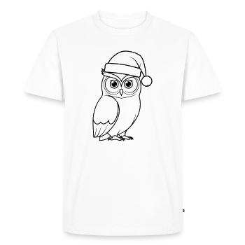 Illustration de bande dessinée de la chouette de Noël - T-shirt Premium bio Homme - blanc - Devant - Nico (187cm)