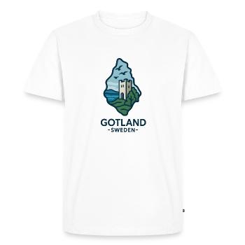 Gotland Château de Visby sur la côte - T-shirt Premium bio Homme - blanc - Devant - Nico (187cm)